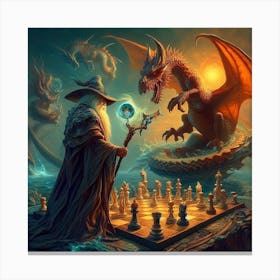 Wizard Playing Chess Canvas Print