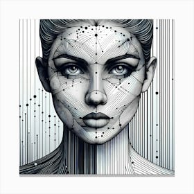 Female Head - Abstract Line Art Illustration 149 Canvas Print