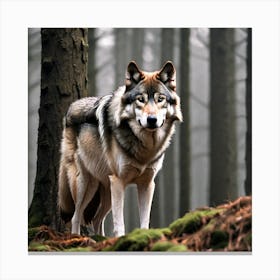 Wolf In The Forest 37 Canvas Print