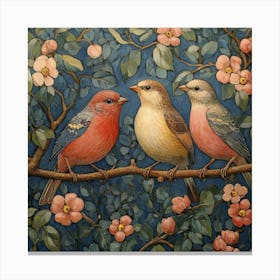 Three Birds On A Branch Art 7 Canvas Print