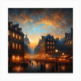 Paris At Night Art Print 1 Canvas Print