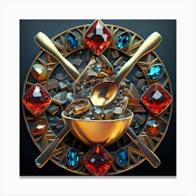 Logo made of gemstones extracted with a tablespoon. 12 Canvas Print