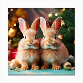 Firefly Adorable Christmas Bunnies In Festive Pastel Charm 49107 (2) Canvas Print