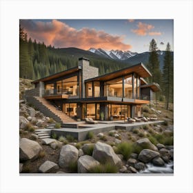 Modern Mountain Home 1 Canvas Print