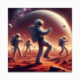 An Astronaut Dance Party On The Surface Of Mars, Digital Illustration Canvas Print