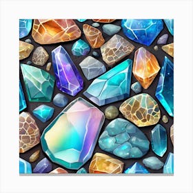 Seamless Pattern Of Gemstones Canvas Print