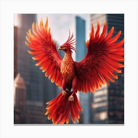 Vermilion Phoenix: The Apex of Rejuvenation Canvas Print