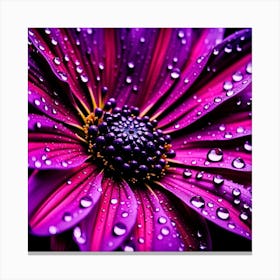 Purple Flower With Water Droplets 6 Canvas Print