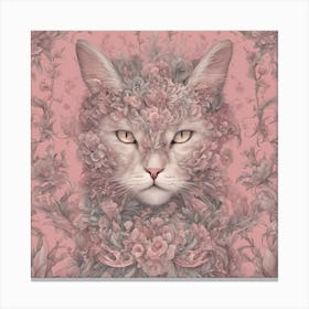 Cat With Flowers Canvas Print