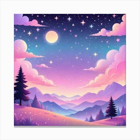 Sky With Twinkling Stars In Pastel Colors Square Composition 282 Canvas Print