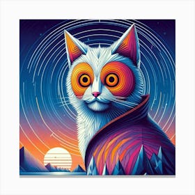 Tofu Low Poly Cat Canvas Print