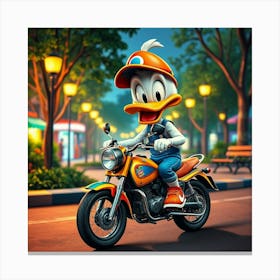 Donald Duck On A Motorcycle 8 Lienzo