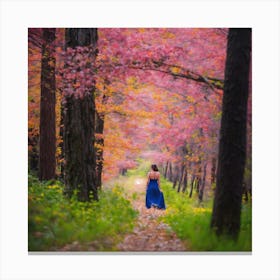 Girl Walks Through The Forest 1 Canvas Print