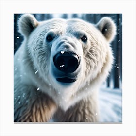 Close Encounter, White Bear in the Forest Canvas Print