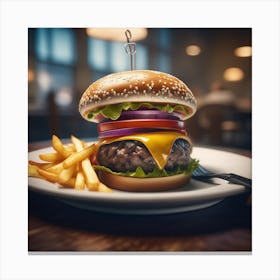 Hamburger And Fries 20 Canvas Print