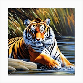 Tiger By The River Canvas Print