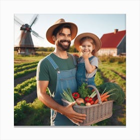 Happy Family On The Farm 2 Canvas Print