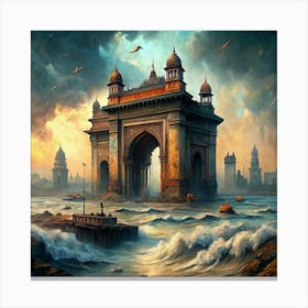 An Ancient Gateway Emerging From The Sea Canvas Print