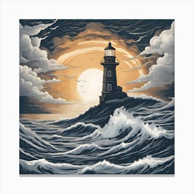 Lighthouse In The Sea Canvas Print