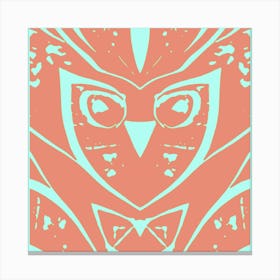 Abstract Owl Warm Orange And Duck Egg Blue Canvas Print