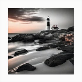Lighthouse At Sunset 46 Canvas Print