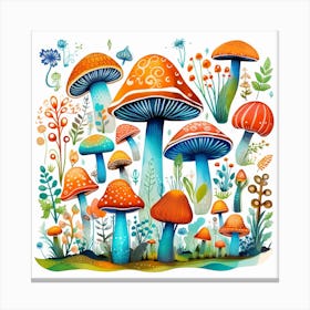 Mushrooms And Flowers 64 Canvas Print