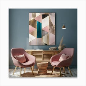 Geometric Shapes With Metallic and Baby Pink  Canvas Print