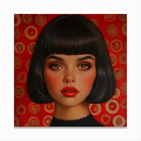 Girl With Red Lips Canvas Print