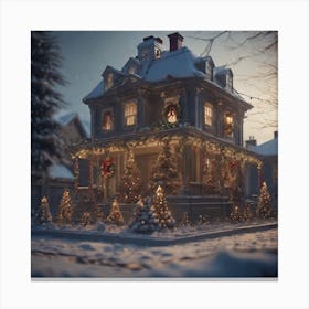 Christmas Decorated Home Outside Perfect Composition Beautiful Detailed Intricate Insanely Detaile (2) Canvas Print