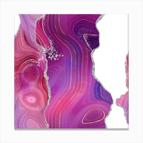 Magenta & Silver Agate Texture 05 1 Canvas Print