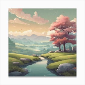 Tree And A Stream Canvas Print