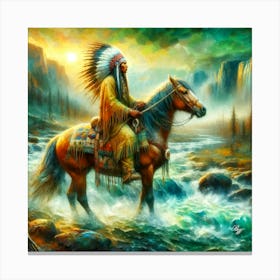 Oil Texture Native American Warrior Copy Canvas Print