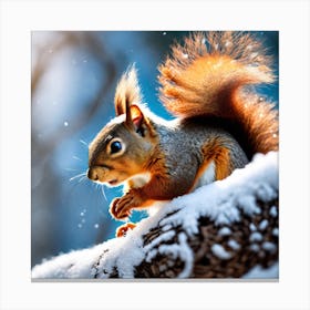 Squirrel In The Snow 5 Canvas Print