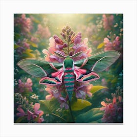 A Beautiful Elephant Hawk Moth Sitting On A Honeysuckle Flower 1 Canvas Print