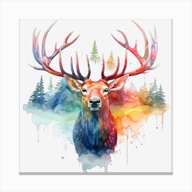 Deer Watercolor Painting 2 Canvas Print