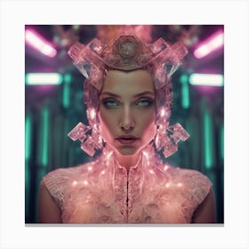 Futuristic Neon Crystal Space Queen Canvas Print