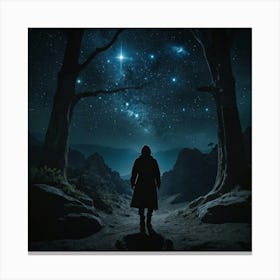 Man Walking Through A Forest Canvas Print