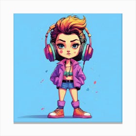 Girl With Headphones Canvas Print