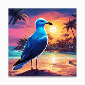 Seagull At Sunset Canvas Print