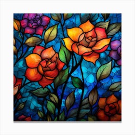 Stained Glass Roses 2 Canvas Print