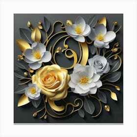 Gold And White Flowers Canvas Print