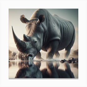 Rhino In Water Canvas Print