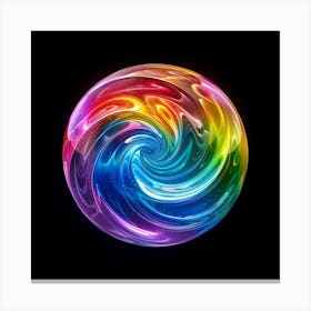 Rainbow Swirl Sphere Abstract Canvas Print