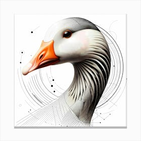 Wild Goose Head - Abstract Line Art Illustration 248 Canvas Print