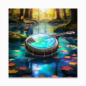 A Whimsical Water Banjo Floating Effortlessly In The Heart Of An Enchanted Forest Its Translucent B (1) Canvas Print