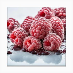 Raspberries On White Background Canvas Print