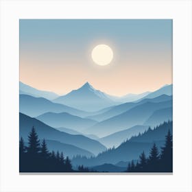 Misty mountains background in blue tone 12 Canvas Print