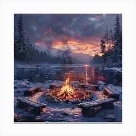 Fire Pit At Sunset Canvas Print