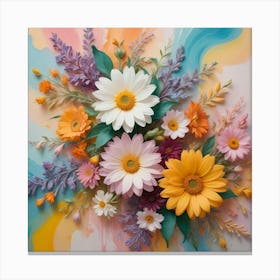 Abstract Flowers On A Colorful Background Canvas Print