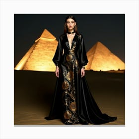 Egyptian Model In Front Of Pyramids 1 Canvas Print